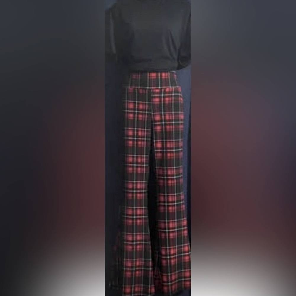 Women’s red and black flared pants